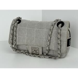 Chanel Sport Line 2006 Quilted Denim Jersey Shoulder Bag